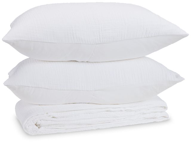 Cardaff White 3-piece Duvet Set