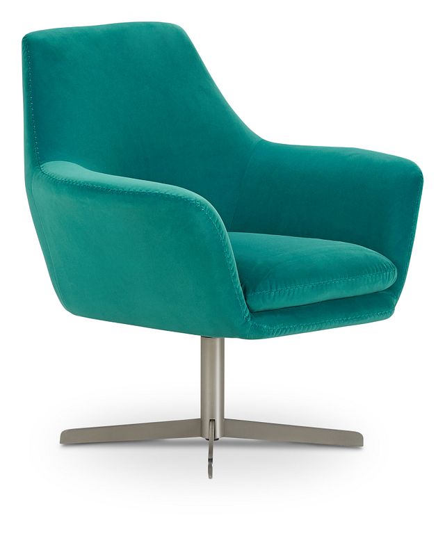 Xander Teal Velvet Swivel Accent Chair (1)