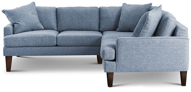 Morgan Blue Fabric Small Right 2-arm Sectional W/ Wood Legs (3)