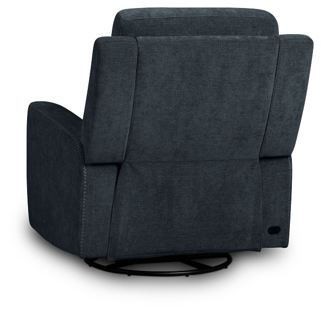 Dean Dark Blue Fabric Power Swivel Glider Recliner