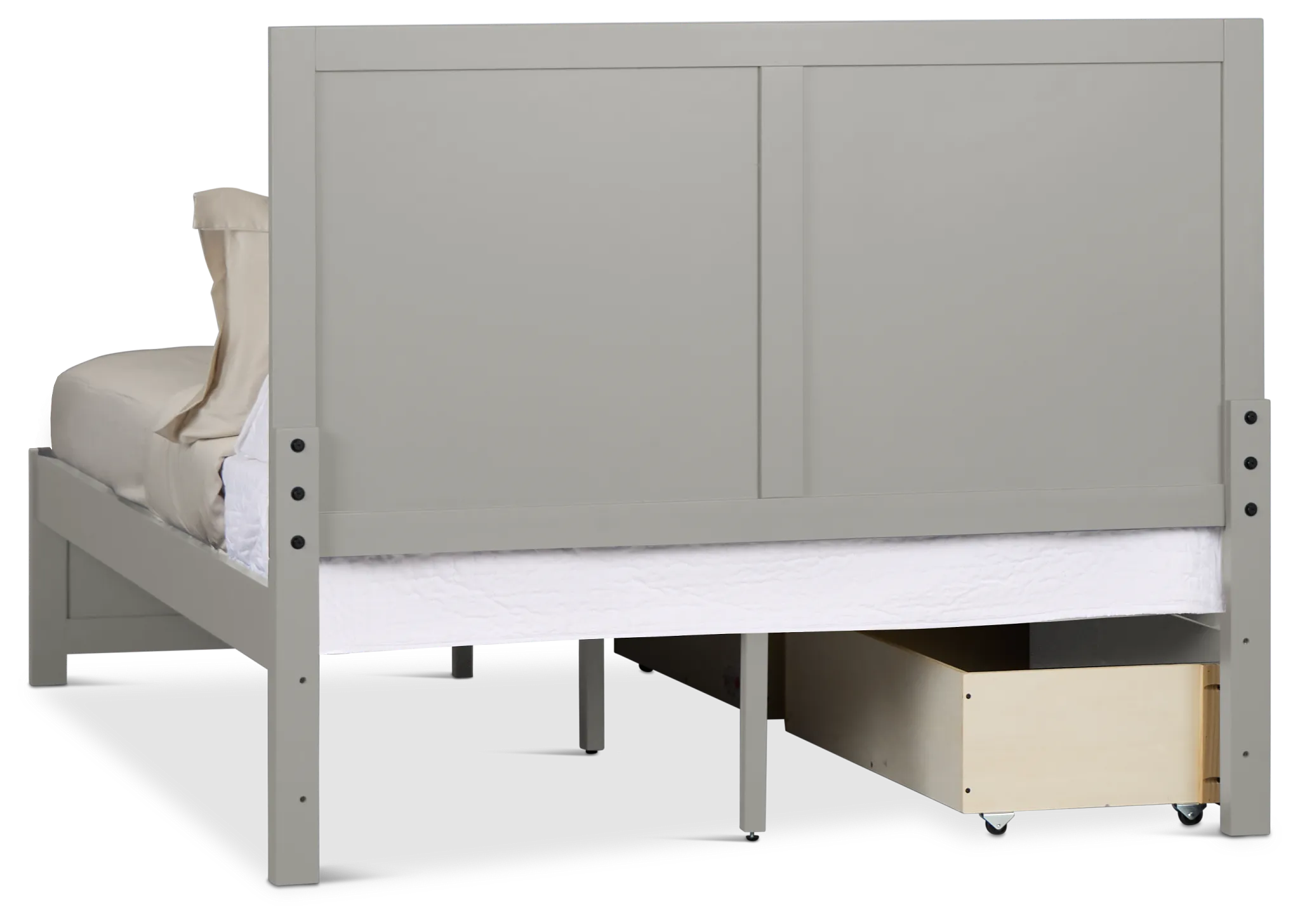 Charleston Gray Panel Bed With 2 Storage Drawers