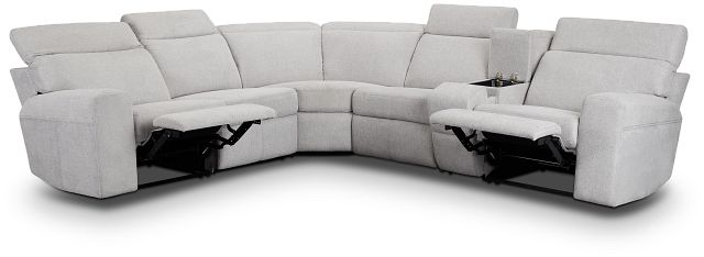 Callum Light Gray Fabric Medium Dual Manual 2-arm Sectional