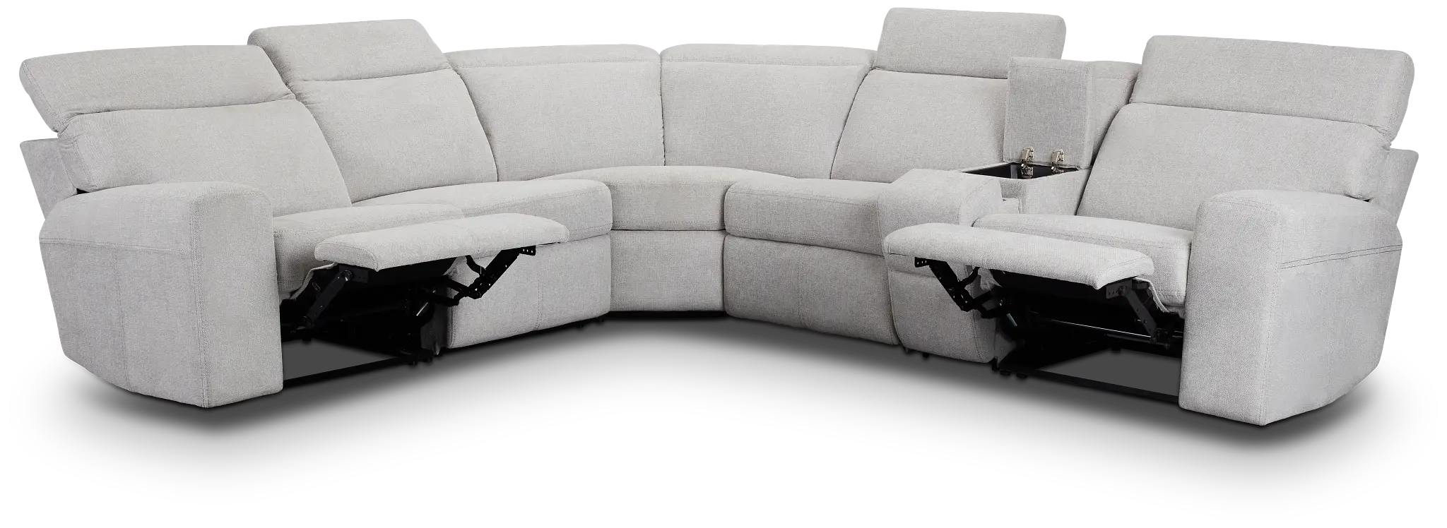 Callum Light Gray Fabric Medium Dual Manual 2-arm Sectional Callum Light Gray Fabric Medium Dual Manual 2-arm Sectional