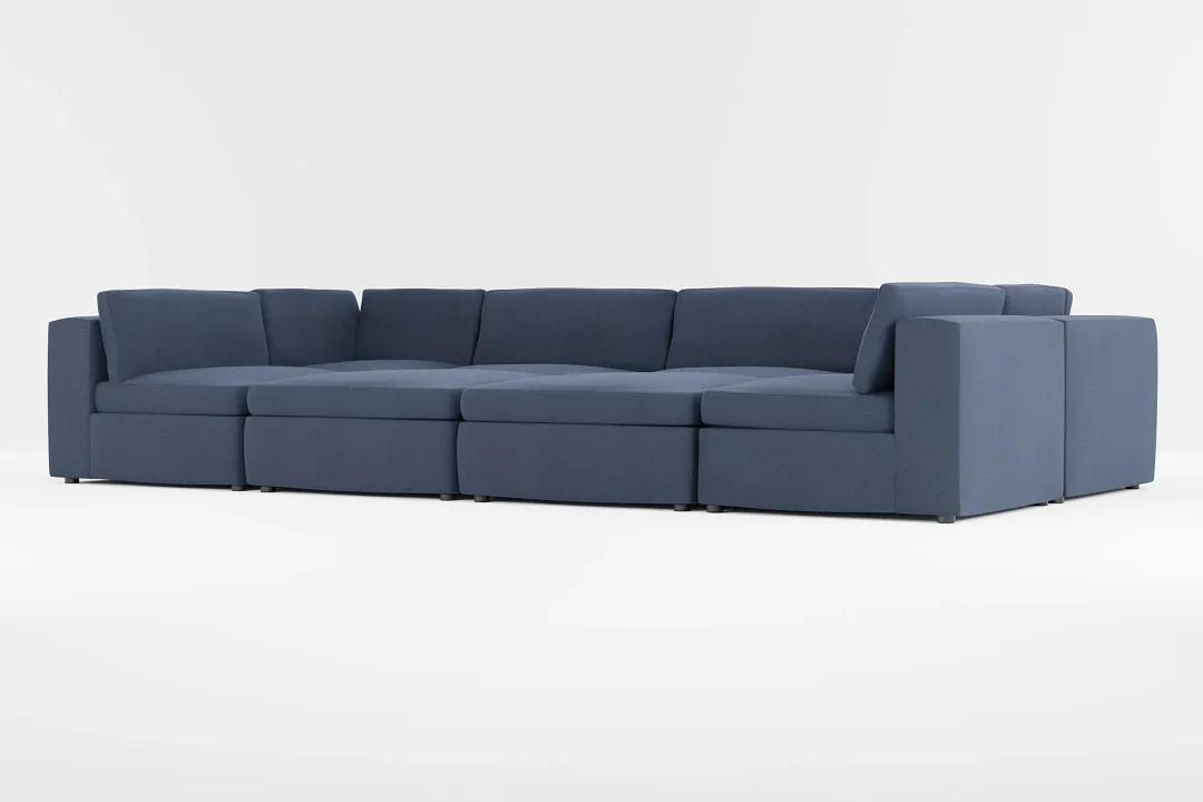 Destin Peyton Dark Blue Fabric 8-piece Pit Sectional
