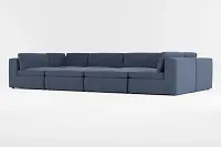 Destin Peyton Dark Blue Fabric 8-piece Pit Sectional