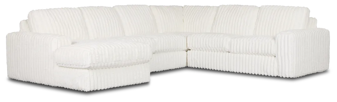 Teddy White Fabric Medium Left Chaise Sectional