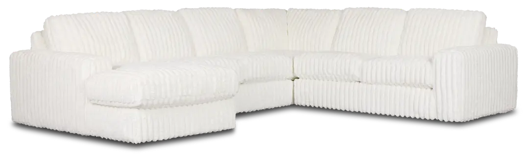 Teddy White Fabric Medium Left Chaise Sectional Teddy White Fabric Medium Left Chaise Sectional