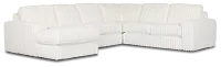Teddy White Fabric Medium Left Chaise Sectional