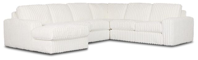 Teddy White Fabric Medium Left Chaise Sectional