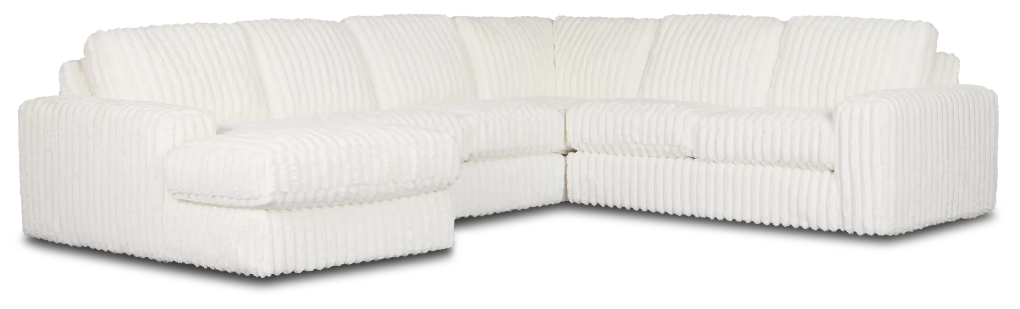Teddy White Fabric Medium Left Chaise Sectional