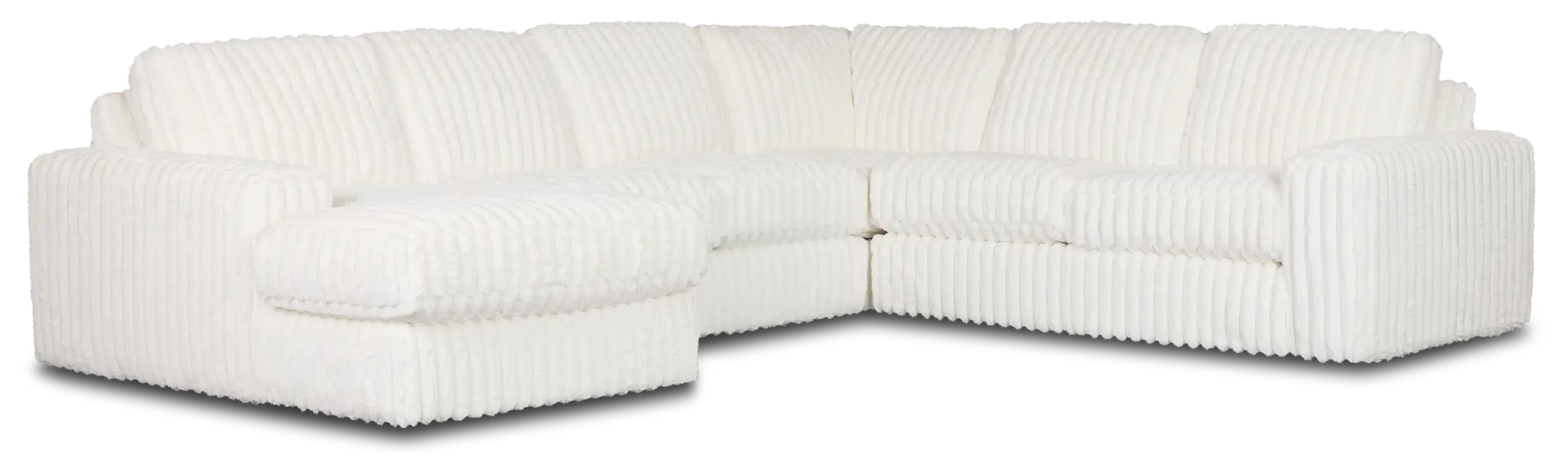 Teddy White Fabric Medium Left Chaise Sectional Teddy White Fabric Medium Left Chaise Sectional