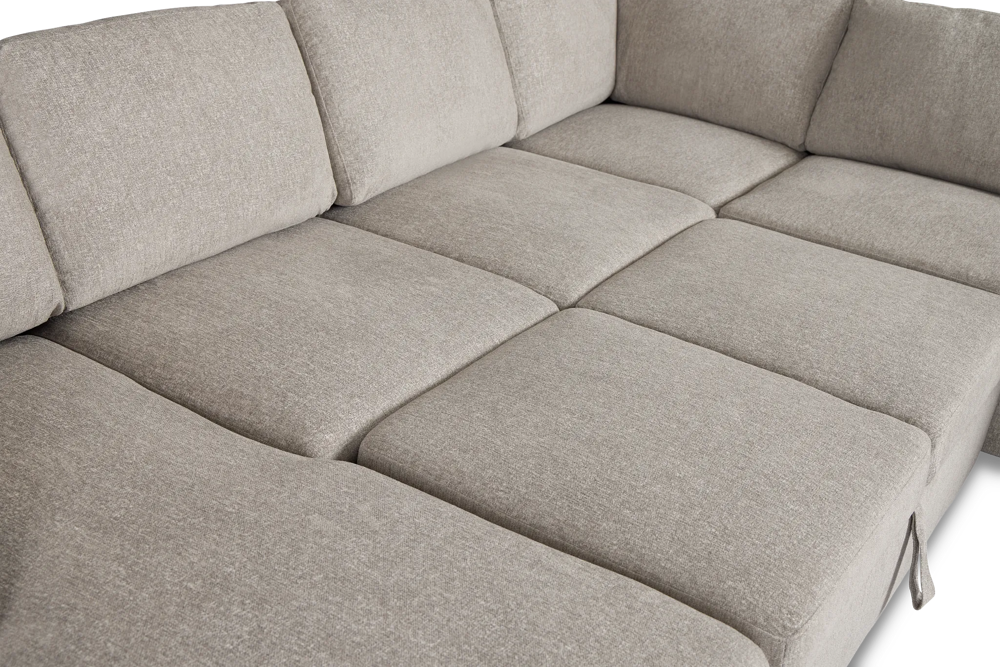 Amber Light Gray Fabric Large Left Chaise Storage Sleeper Sectional