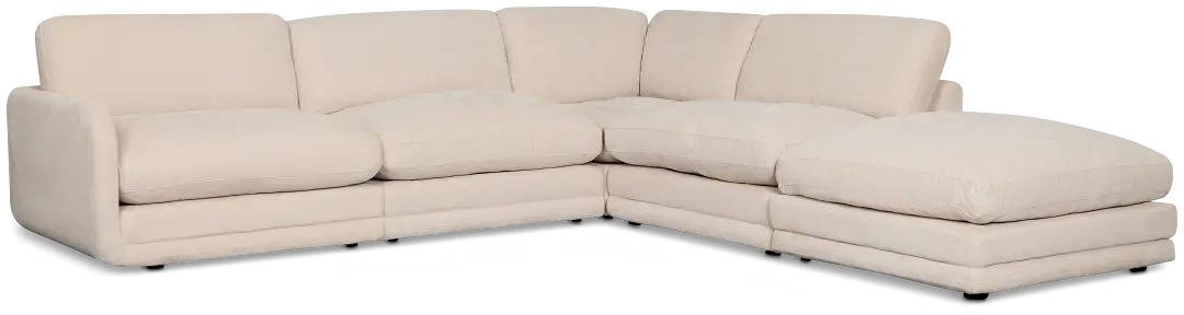 Jules Ivory Velvet 5-piece Right Facing Bumper Sectional Jules Ivory Velvet 5-piece Right Facing Bumper Sectional