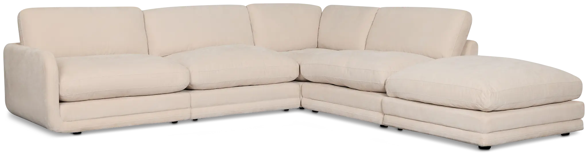 Jules Ivory Velvet 5-piece Right Facing Bumper Sectional Jules Ivory Velvet 5-piece Right Facing Bumper Sectional