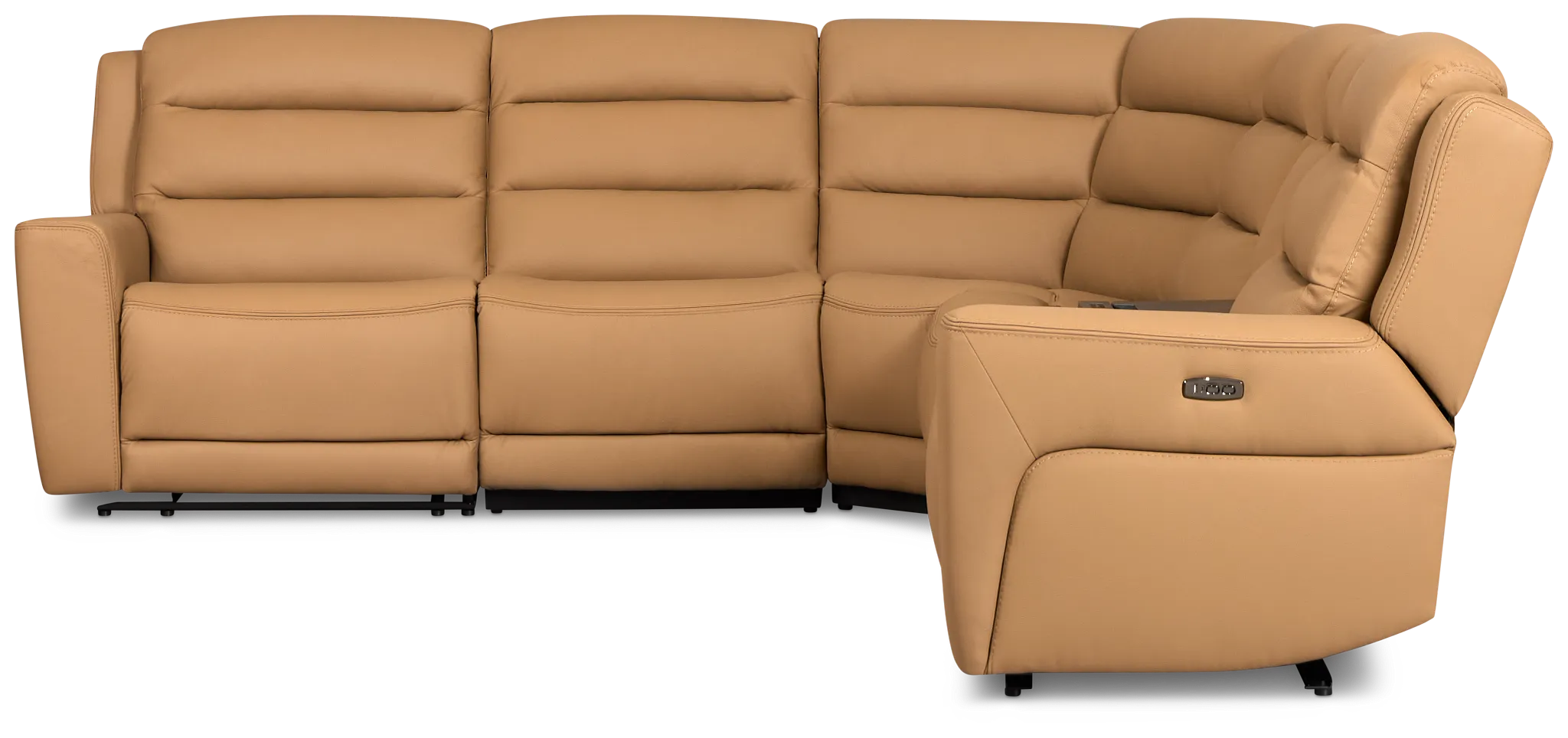 Wilder Brown Leather Medium Tri Power Sectional with Refrigerated Console