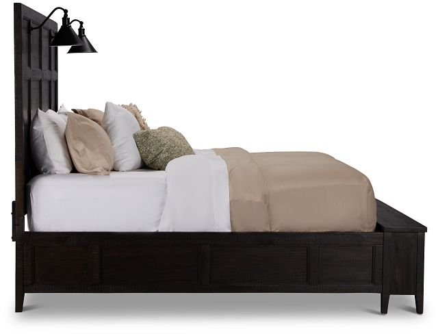 Heron Cove Dark Tone Panel Bed With Lights And Bench (3)