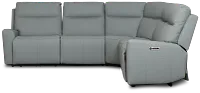 Flexsteel Sterling Blue Lthr/vinyl Small Dual Power Reclining Two-arm Sectional