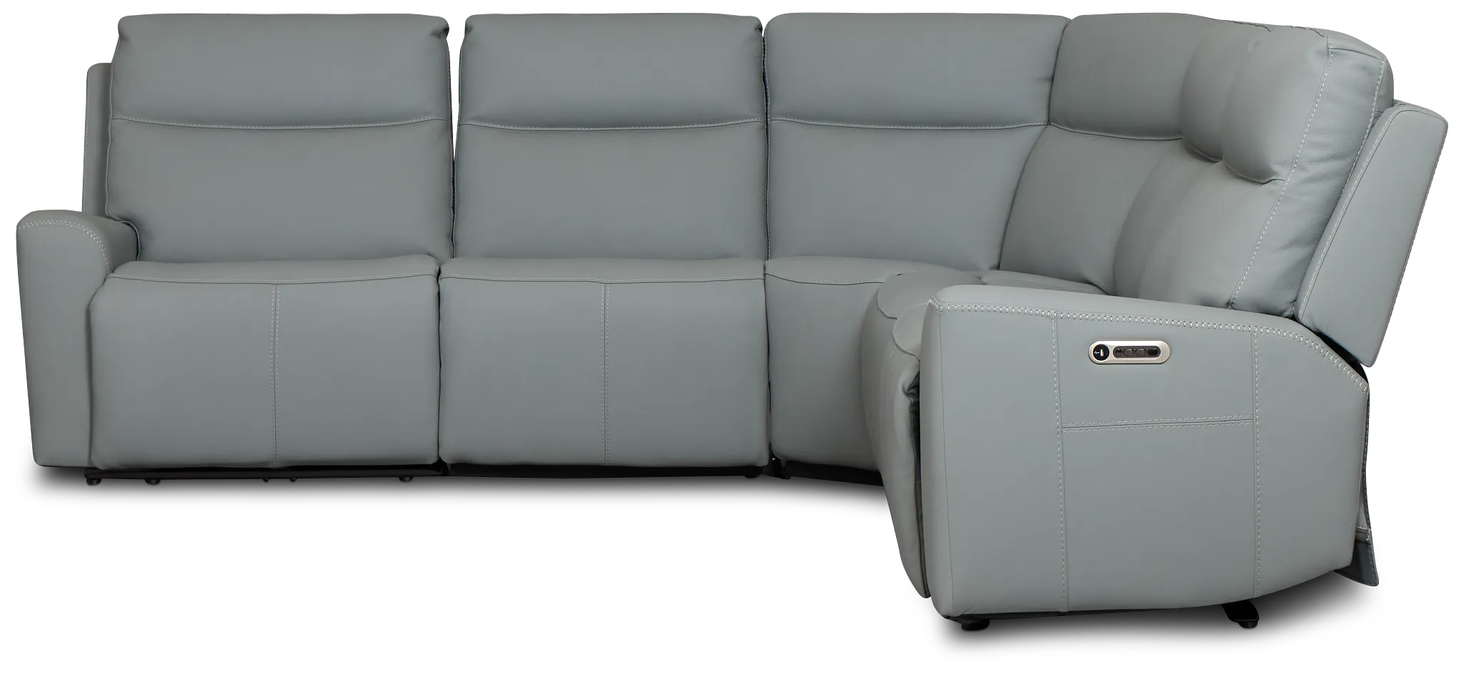 Flexsteel Sterling Blue Lthr/vinyl Small Dual Power Reclining Two-arm Sectional