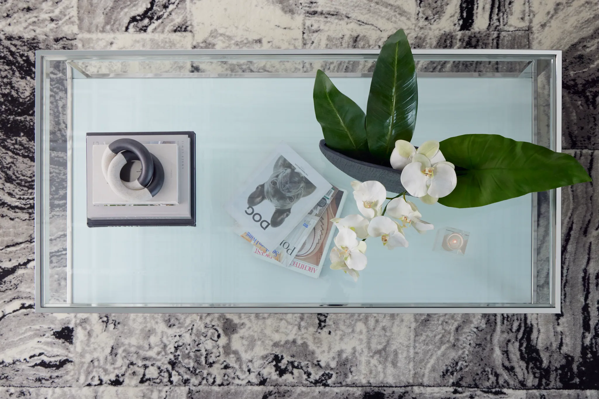 Miami White Glass Rectangular Coffee Table