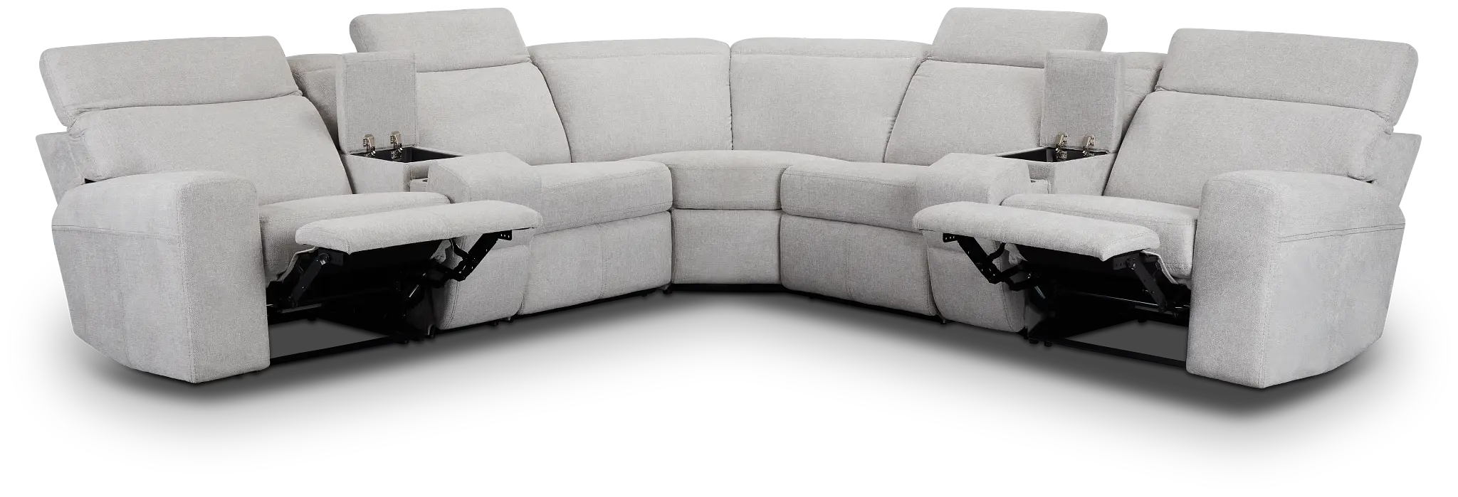 Callum Light Gray Fabric Large Dual Manually Reclining Two-arm Sectional Callum Light Gray Fabric Large Dual Manually Reclining Two-arm Sectional