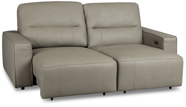 Rudy Gray Lthr/vinyl Power Extension Chaise Sofa