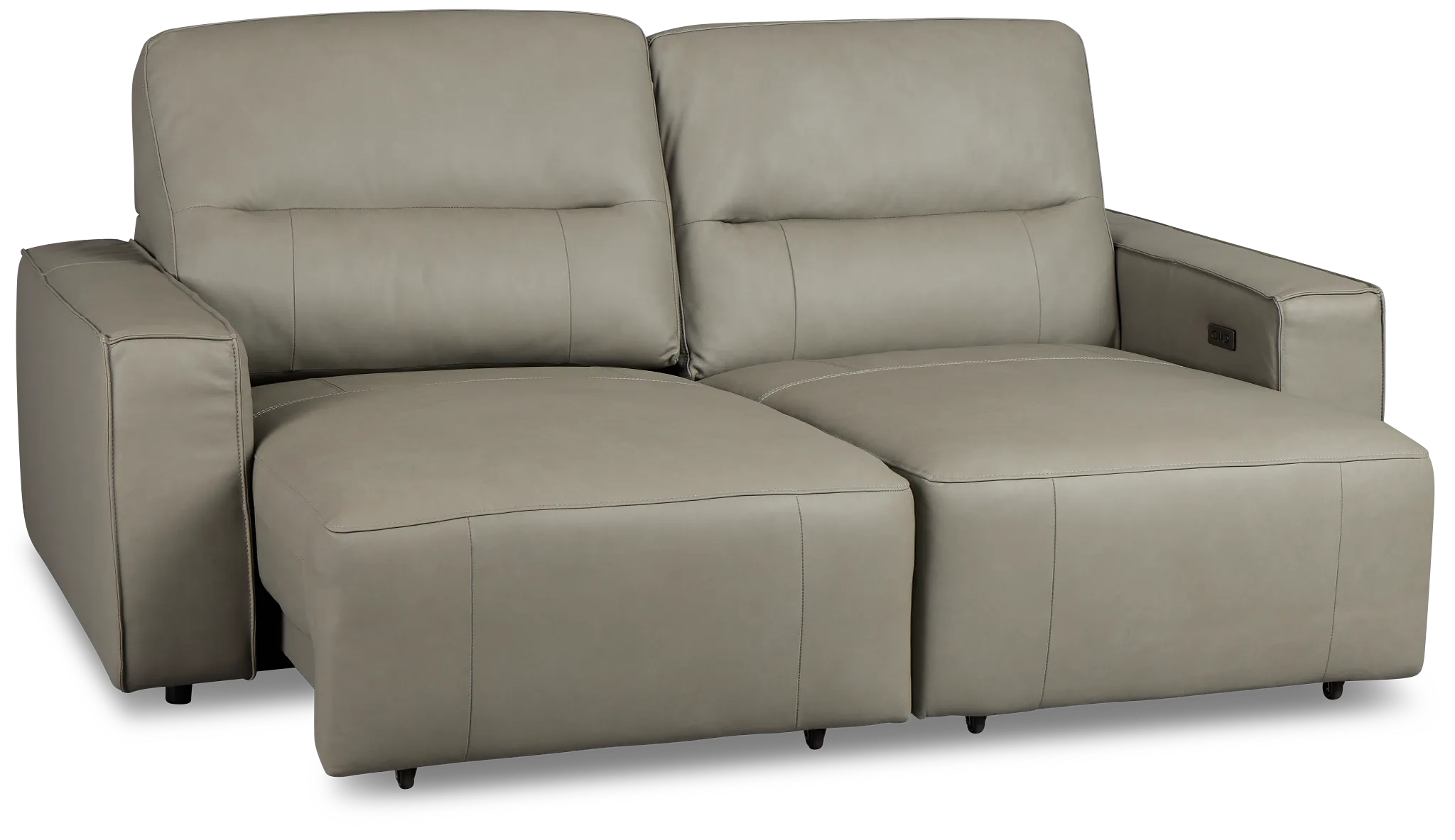 Rudy Gray Lthr/vinyl Power Extension Chaise Sofa