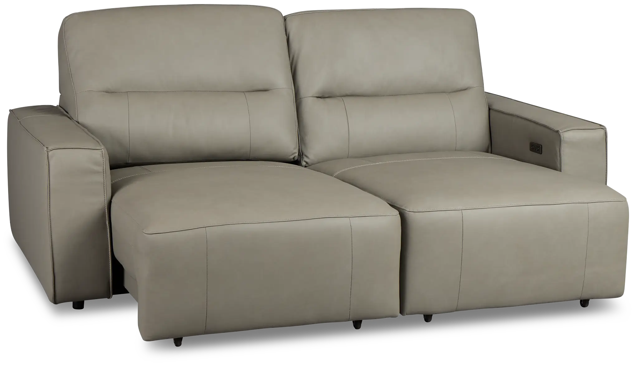 Rudy Gray Lthr/vinyl Power Extension Chaise Sofa Rudy Gray Lthr/vinyl Power Extension Chaise Sofa