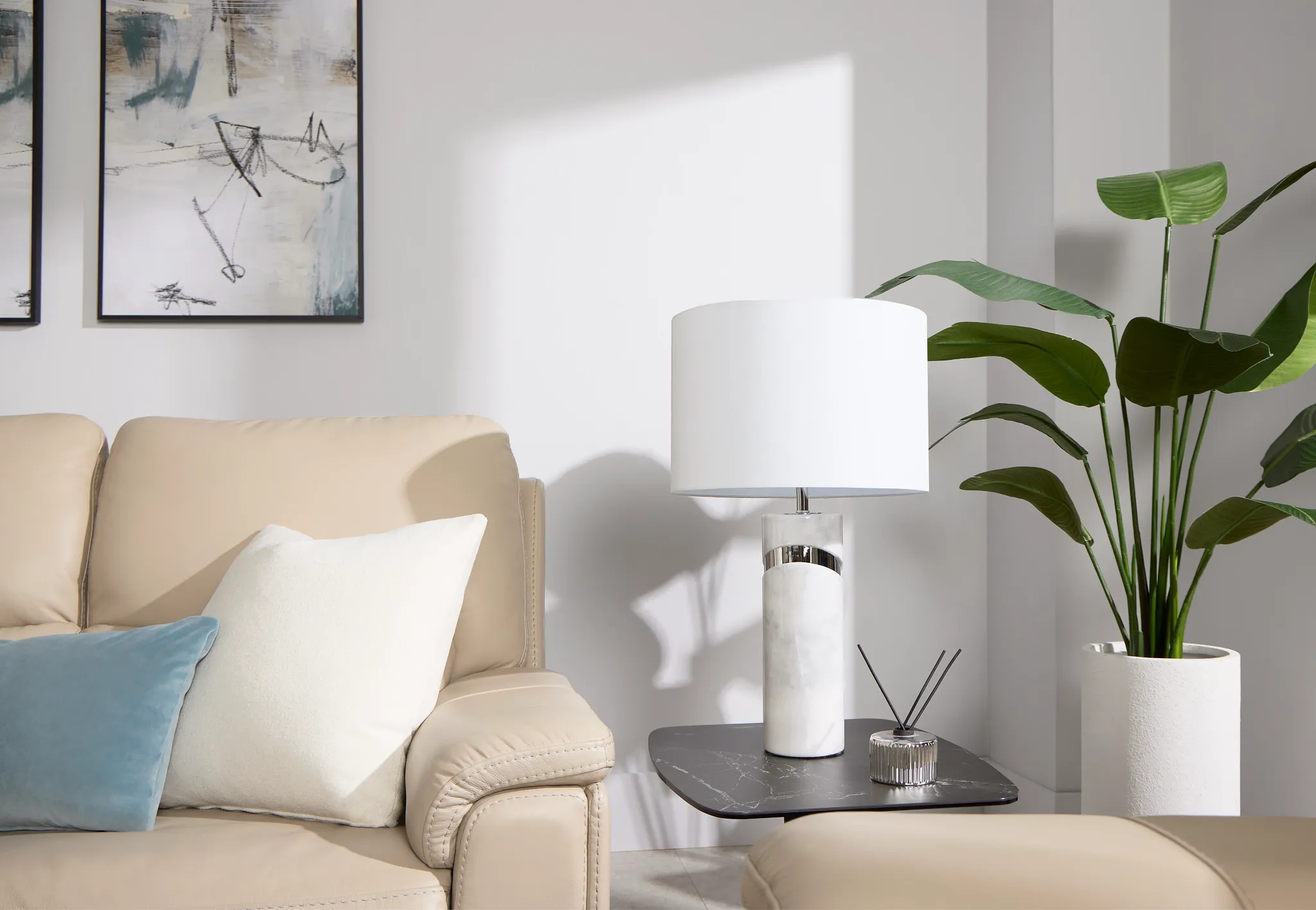 Nara White Marble Table Lamp