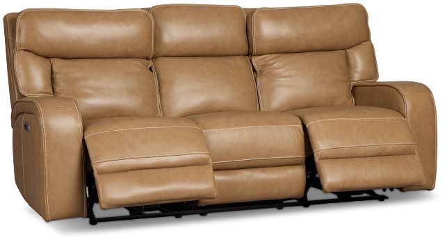 Jasper Light Brown Leather Power Reclining Sofa