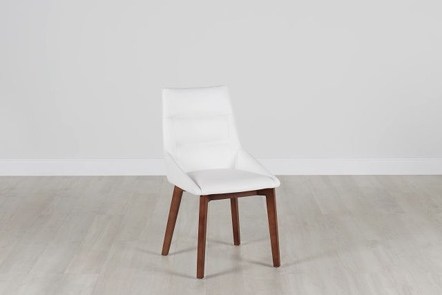 Fresno White Upholstered Side Chair With Mid Tone Legs