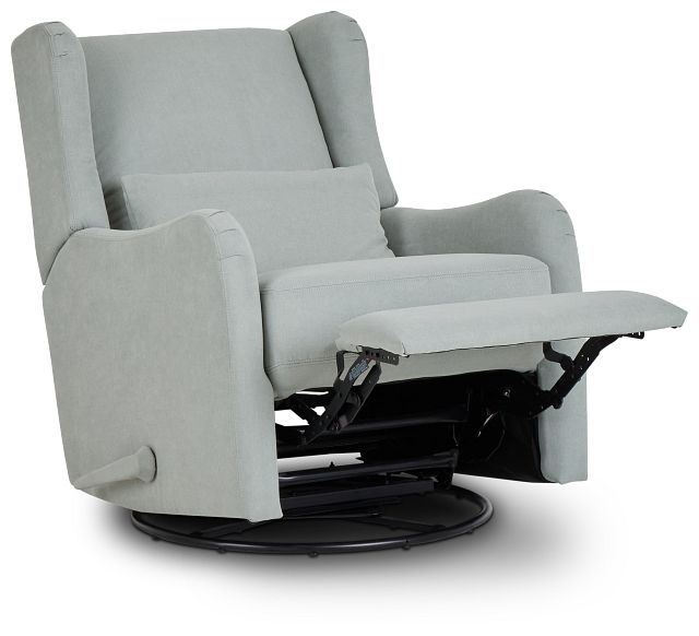 Georgia Light Blue Fabric Swivel Glider Recliner