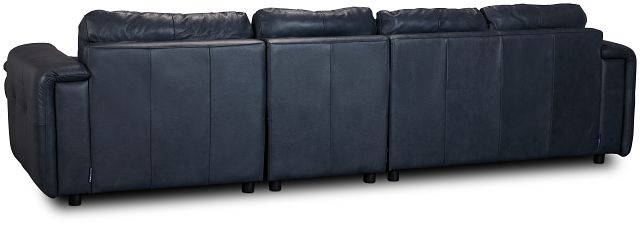 Rowan Navy Leather Small Right Chaise Sectional