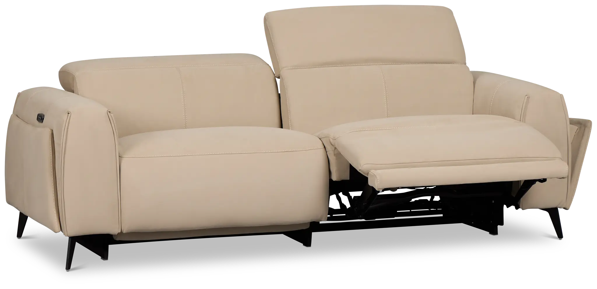 Reyna Beige Micro Power Reclining Loveseat Reyna Beige Micro Power Reclining Loveseat