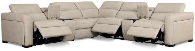 Melody Light Gray Micro Large Triple Power Reclining Two-arm Sectional