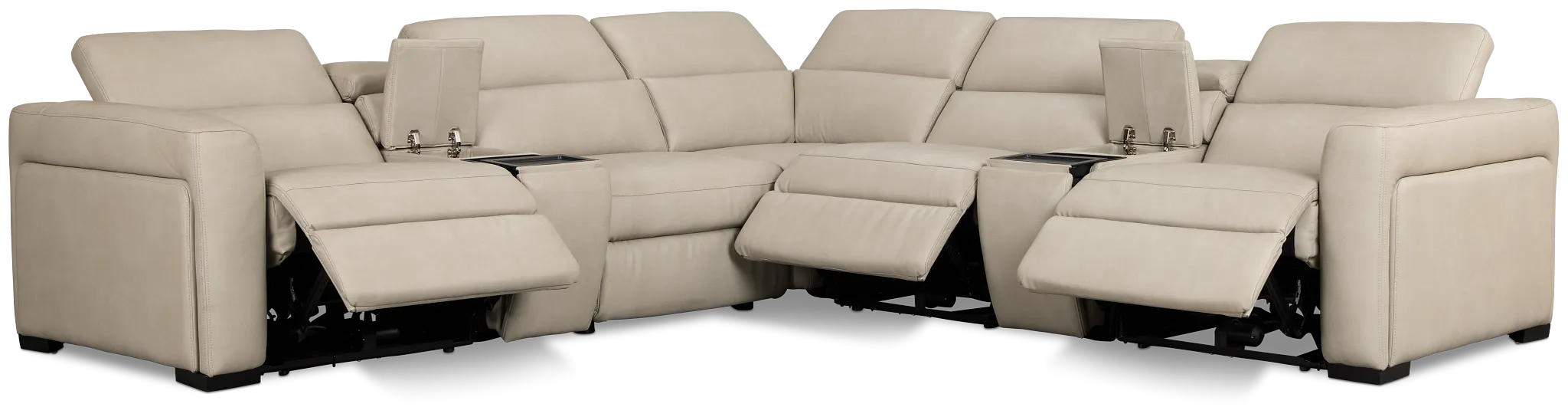 Melody Light Gray Micro Large Triple Power Reclining Two-arm Sectional