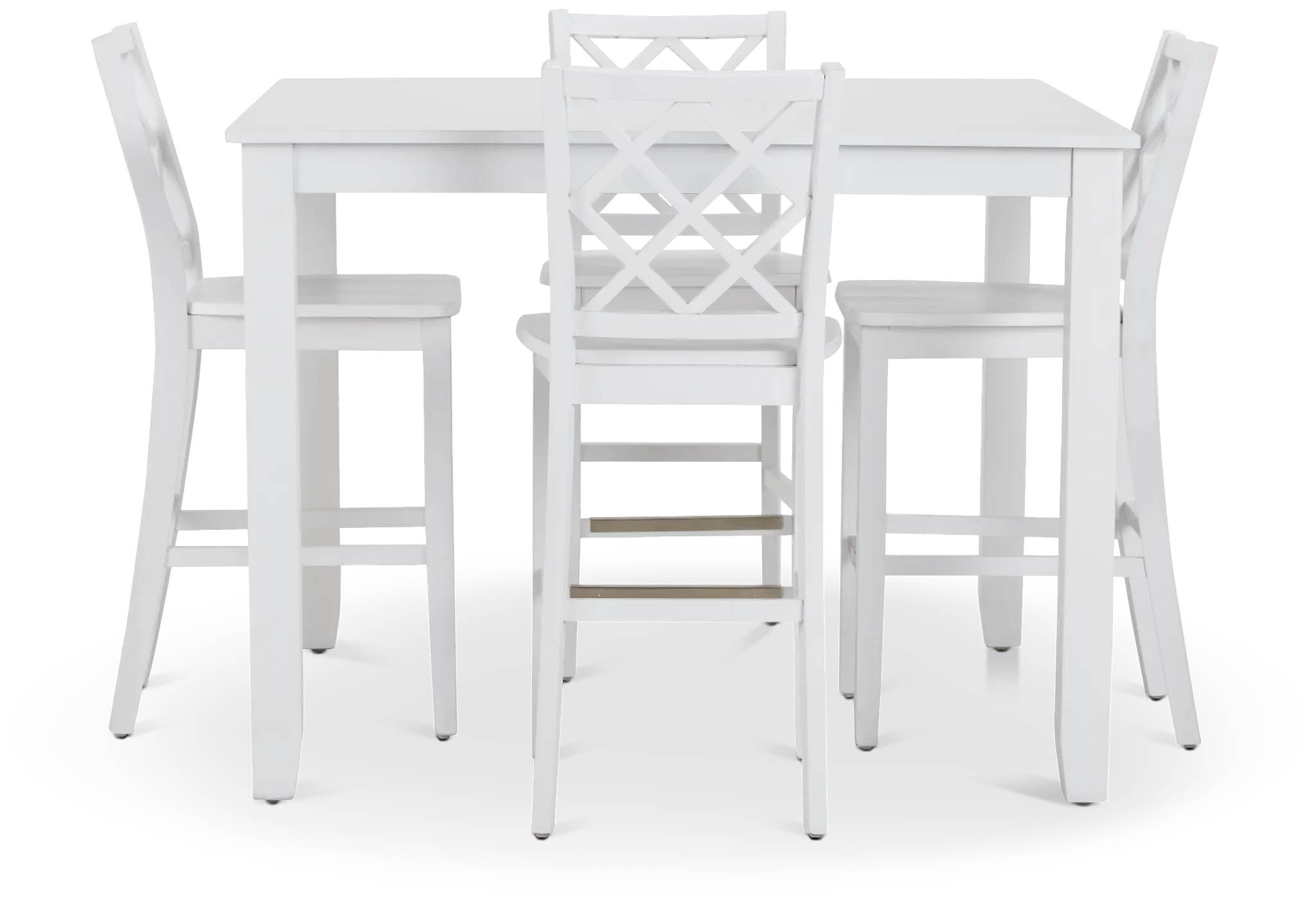 Edgartown White Square High Table & 4 White Wood Barstools Edgartown White Square High Table & 4 White Wood Barstools