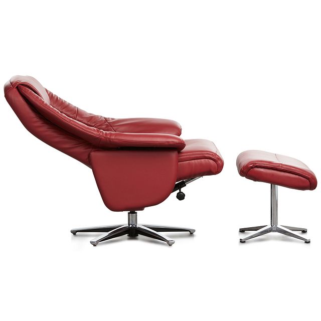 Jones Red Micro Recliner & Ottoman