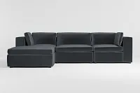 Destin Joya Gray Velvet 4-piece Bumper Sectional
