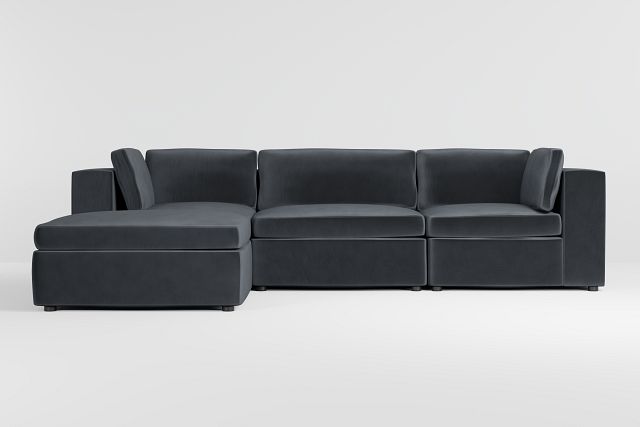 Destin Joya Gray Velvet 4-piece Bumper Sectional