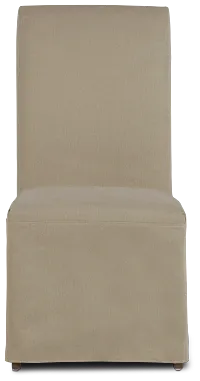 Destination Beige Long Slipcover Chair With Medium-tone Leg