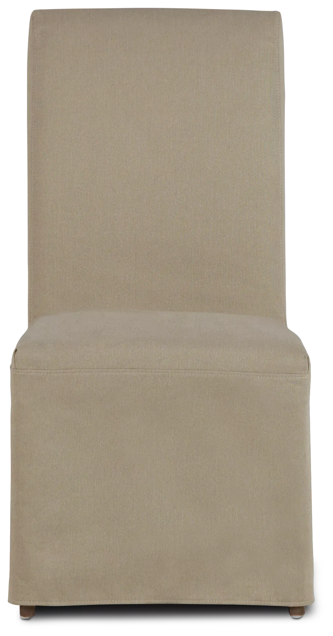 Destination Beige Long Slipcover Chair With Medium-tone Leg