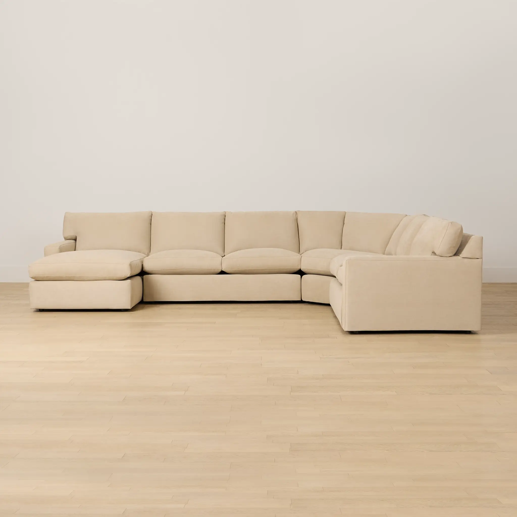 Hudson Beige Fabric Medium Left Chaise Wedge Sectional Hudson Beige Fabric Medium Left Chaise Wedge Sectional