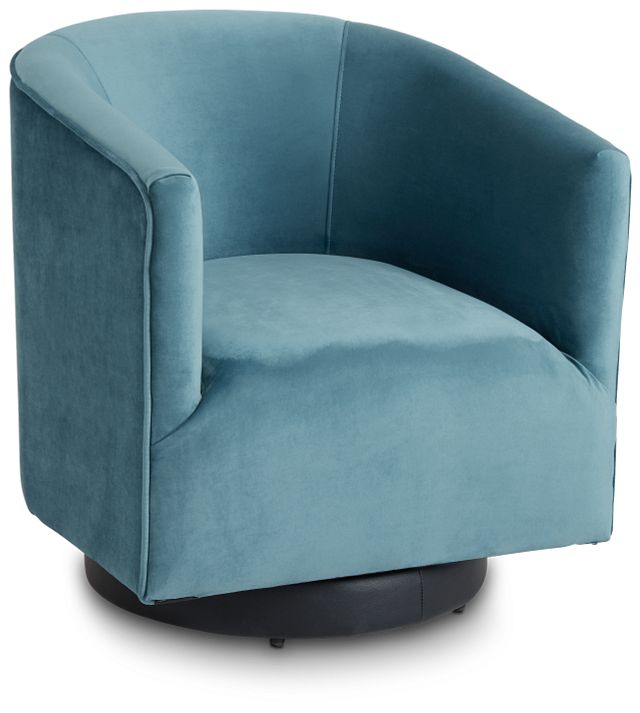 Charlotte Light Blue Velvet Swivel Accent Chair (1)