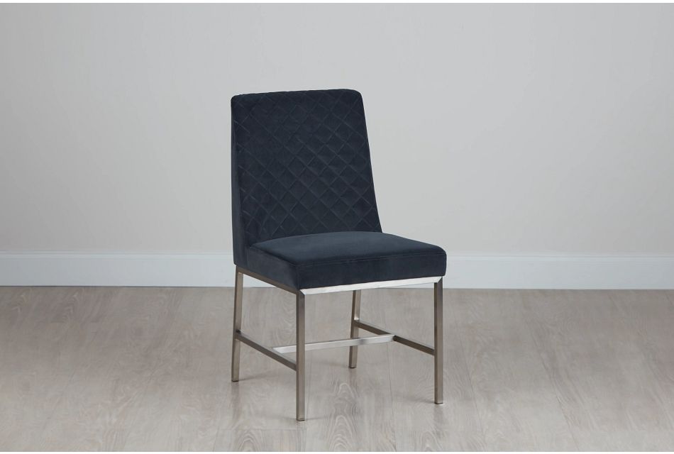 Caspia Dark Gray Velvet Upholstered Side Chair Dining Room