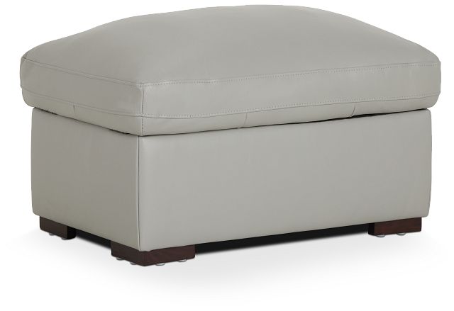 Amari Gray Leather Storage Ottoman