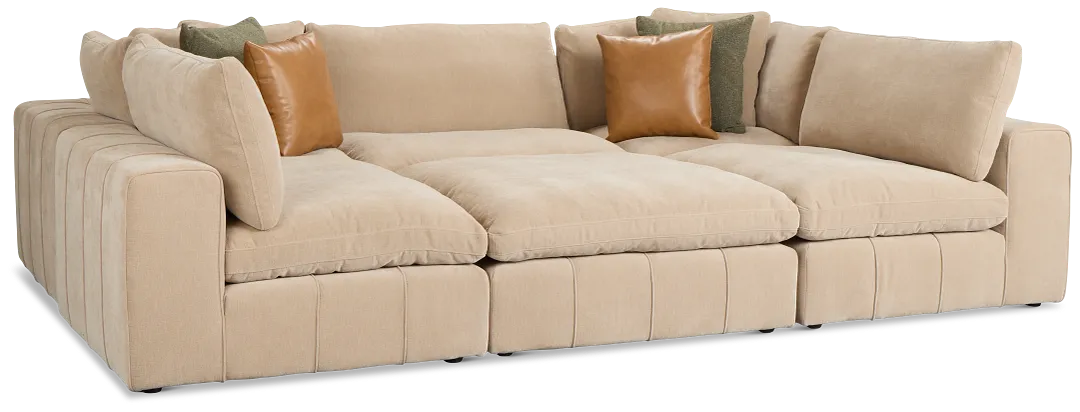 Cruz Light Beige Fabric 6-piece Pit Sectional