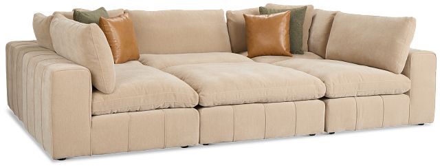 Cruz Light Beige Fabric 6-piece Pit Sectional