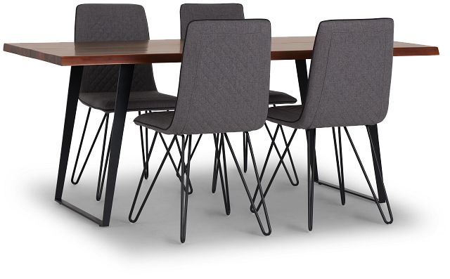 Shiloh Mid Tone Rect Table & 4 Upholstered Chairs