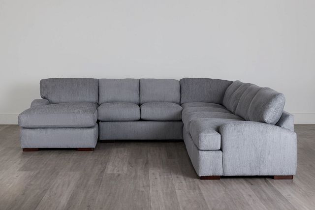 Alpha Light Gray Fabric Large Left Chaise Sectional