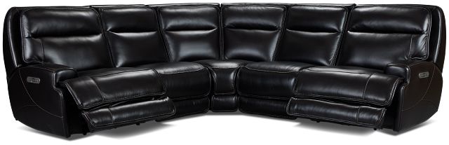Casey Black Lthr/vinyl Small Two-arm Power Reclining Sectional